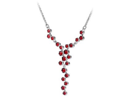Silver necklace with czech garnet, rhodium plated                                                   
