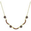 Gold necklace with czech garnet - flower                                                            
