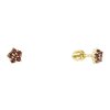 Gold earrings with czech garnet - flower                                                            