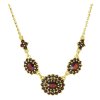 Gold necklace with czech garnet - oval                                                              