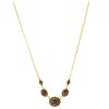 Gold necklace with czech garnet - oval                                                              