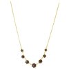 Gold necklace with czech garnet - flower                                                            