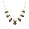 Gold necklace with czech garnet - flower                                                            