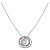 Silver necklace with czech garnet and pearl, rhodium plated - circle
