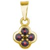 Silver pendant with czech garnet, gold plated - flower                                              