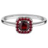 Silver ring with czech garnet, rhodium plated                                                       