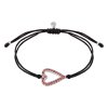 Silver bracelet Shamballa with czech garnet, rhodium plated - heart                                 