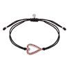 Silver woven bracelet  with czech garnet, rhodium plated - heart