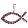 Silver pendant with czech garnet, rhodium plated, animal - fish                                     