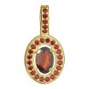Silver pendant with czech garnet, gold plated - oval                                                