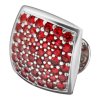 Silver badge with czech garnet, rhodium plated - square