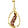 Silver pendant with czech garnet, gold plated - drop                                                