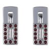 Silver cuff-links with czech garnet, rhodium plated - rectangle                                     