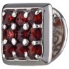 Silver badge with czech garnet, rhodium plated - square