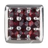Silver badge with czech garnet, rhodium plated - square