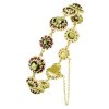 Gold bracelet with czech garnet and moldavite - flower