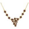 Gold necklace with czech garnet - flower                                                            
