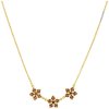 Gold necklace with czech garnet - flower                                                            