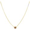 Gold necklace with czech garnet - flower                                                            