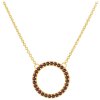 Gold necklace with czech garnet - circle                                                            