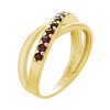 Gold ring with czech garnet - line                                                                  