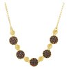 Gold necklace with czech garnet - circle                                                            