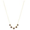 Gold necklace with czech garnet - flower                                                            