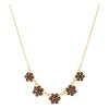 Gold necklace with czech garnet - flower                                                            
