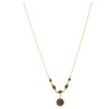Gold necklace with czech garnet - flower                                                            