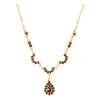 Gold necklace with czech garnet - drop                                                              