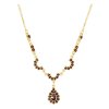 Gold necklace with czech garnet - drop                                                              