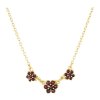 Gold necklace with czech garnet - flower                                                            