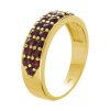 Gold ring with czech garnet - line                                                                  