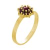 Gold ring with czech garnet - flower                                                                