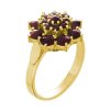 Gold ring with czech garnet - flower                                                                