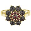 Gold ring with czech garnet - flower                                                                