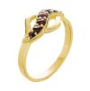 Gold ring with czech garnet - wave                                                                  
