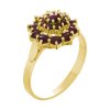 Gold ring with czech garnet - flower                                                                