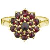 Gold ring with czech garnet - flower                                                                