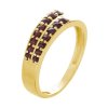 Gold ring with czech garnet - line                                                                  