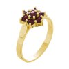 Gold ring with czech garnet - flower                                                                