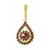 Gold pendant with czech garnet - drop                                                               