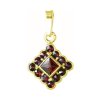 Gold pendant with czech garnet - square                                                             