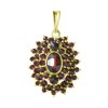 Gold pendant with czech garnet - oval                                                               