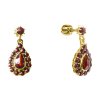 Gold earrings with czech garnet - drop                                                              