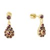 Gold earrings with czech garnet - drop                                                              