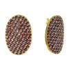 Gold earrings with czech garnet - oval                                                              