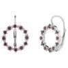 Silver earrings with czech garnet, rhodium plated - circle                                          