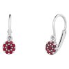 Silver earrings with czech garnet, rhodium plated - flower                                          