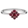 Silver ring with czech garnet, rhodium plated - square                                              